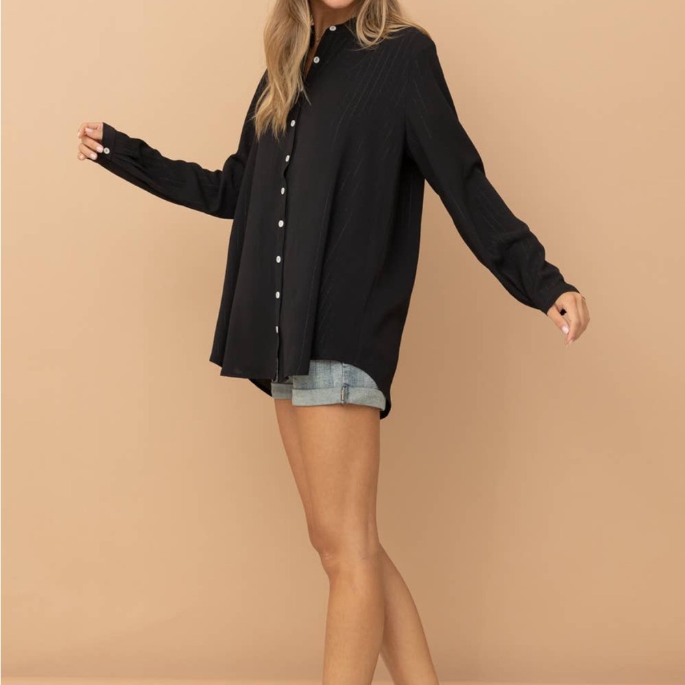 Black Button-Up Women's Top